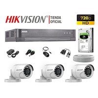 KIT 3 CÁMARAS SEGURIDAD EXTERIOR HIKVISION HD 720P + DISCO 1TB P2P